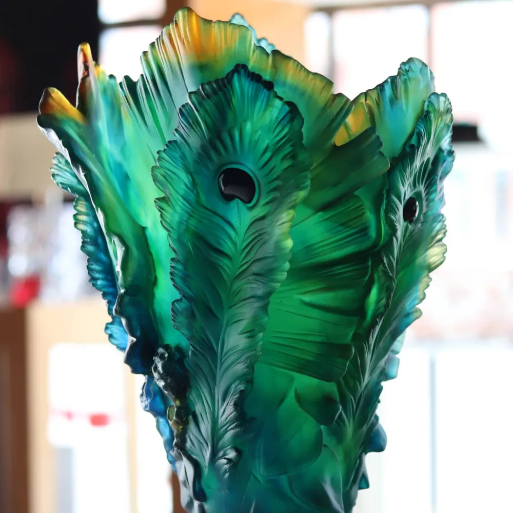 Vessière Cristaux Vases|Vases Cristal Couleur|Vase fleur de paon gm daum