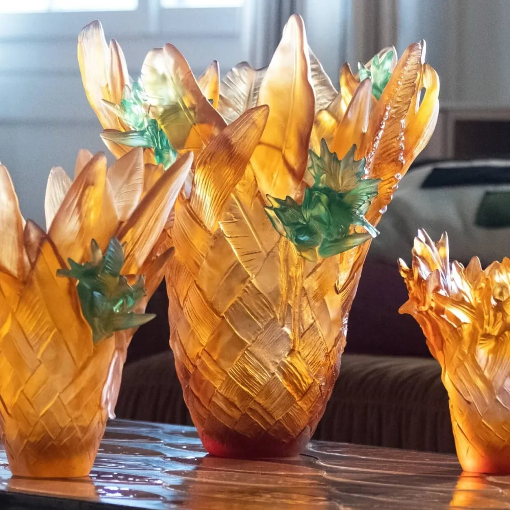 Vessière Cristaux Vases|Vases Cristal Couleur|Vase gm tressage Daum