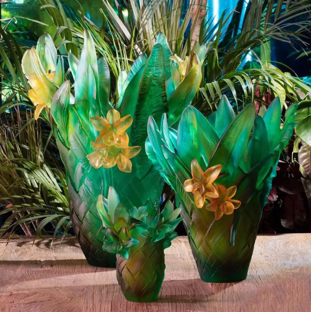Vessière Cristaux Vases|Vases Cristal Couleur|Vase gm tressage Daum