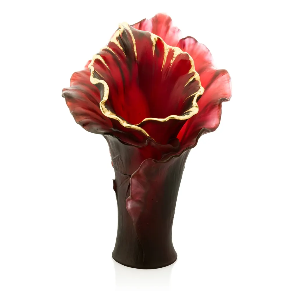 Vessière Cristaux Vases|Vases Cristal Couleur|Vase grand modèle arum or daum 50 ex