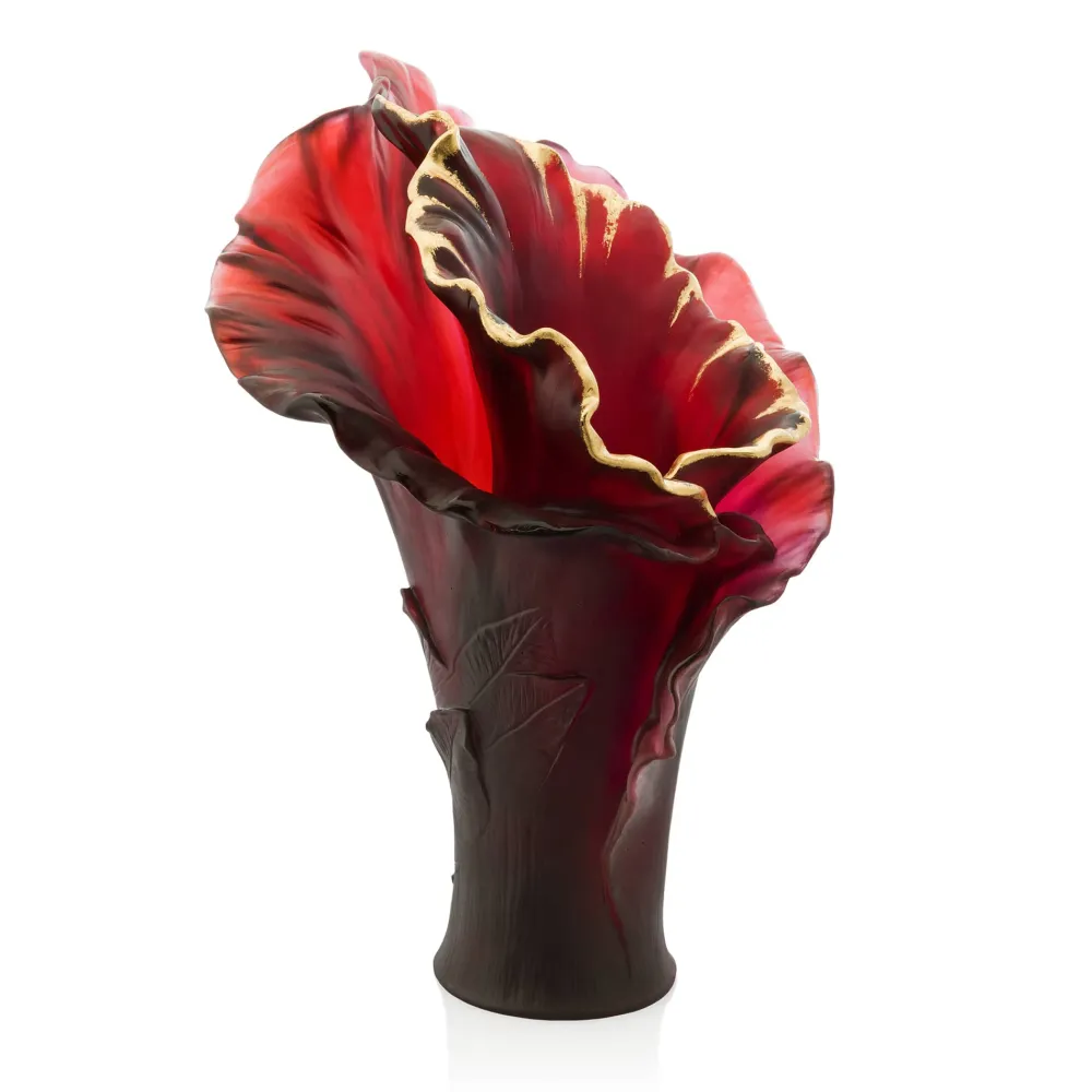 Vessière Cristaux Vases|Vases Cristal Couleur|Vase grand modèle arum or daum 50 ex
