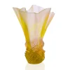 Vessière Cristaux Vases|Vases Cristal Couleur|Vase grand modèle drapé rose-vert croisière daum