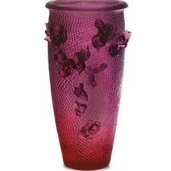 Vessière Cristaux Vases|Vases Cristal Couleur|Vase haut jardin imaginaire magnum violet rouge Daum