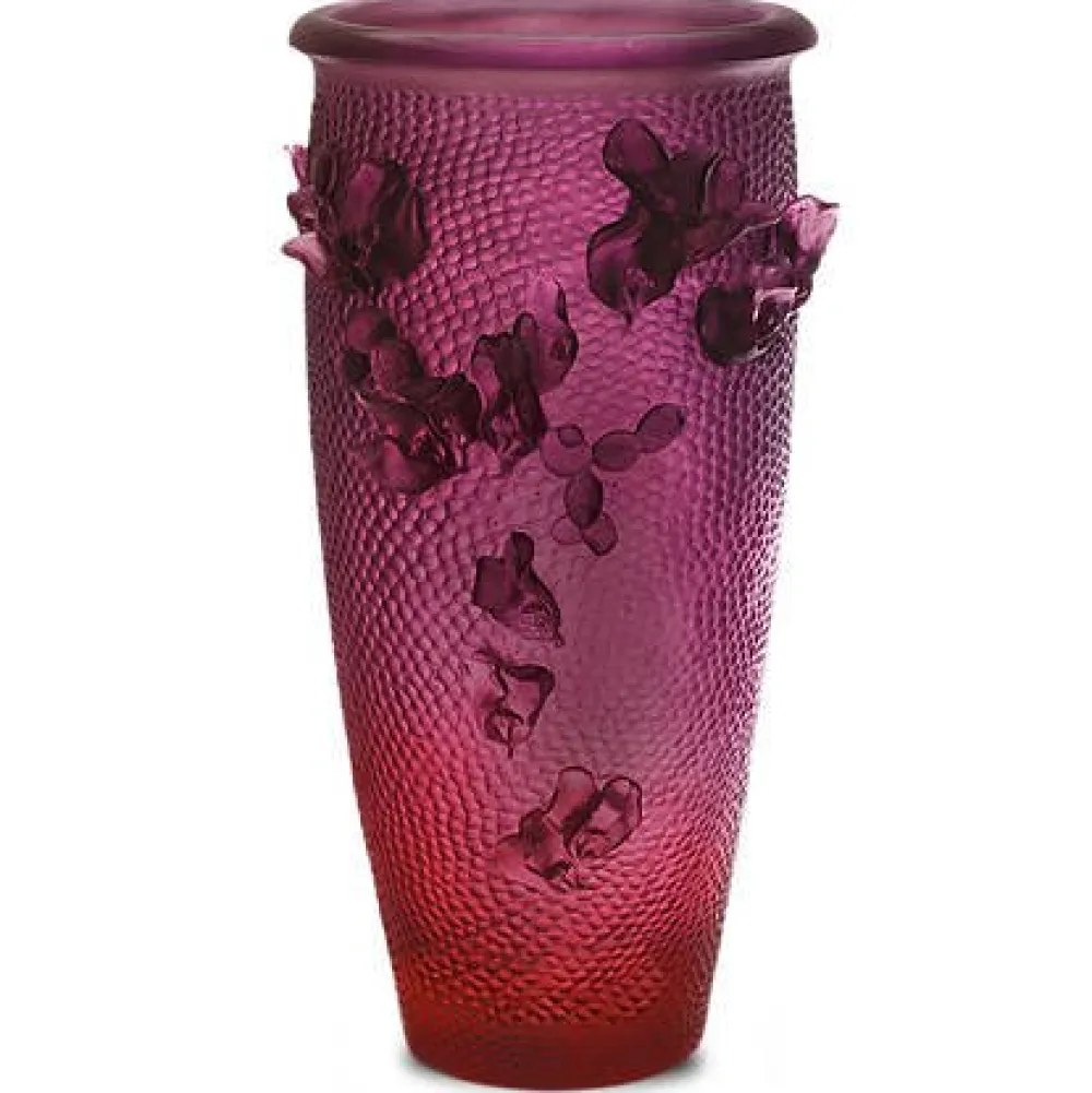 Vessière Cristaux Vases|Vases Cristal Couleur|Vase haut jardin imaginaire magnum violet rouge Daum