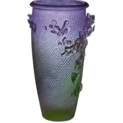 Vessière Cristaux Vases|Vases Cristal Couleur|Vase haut jardin imaginaire magnum violet vert Daum