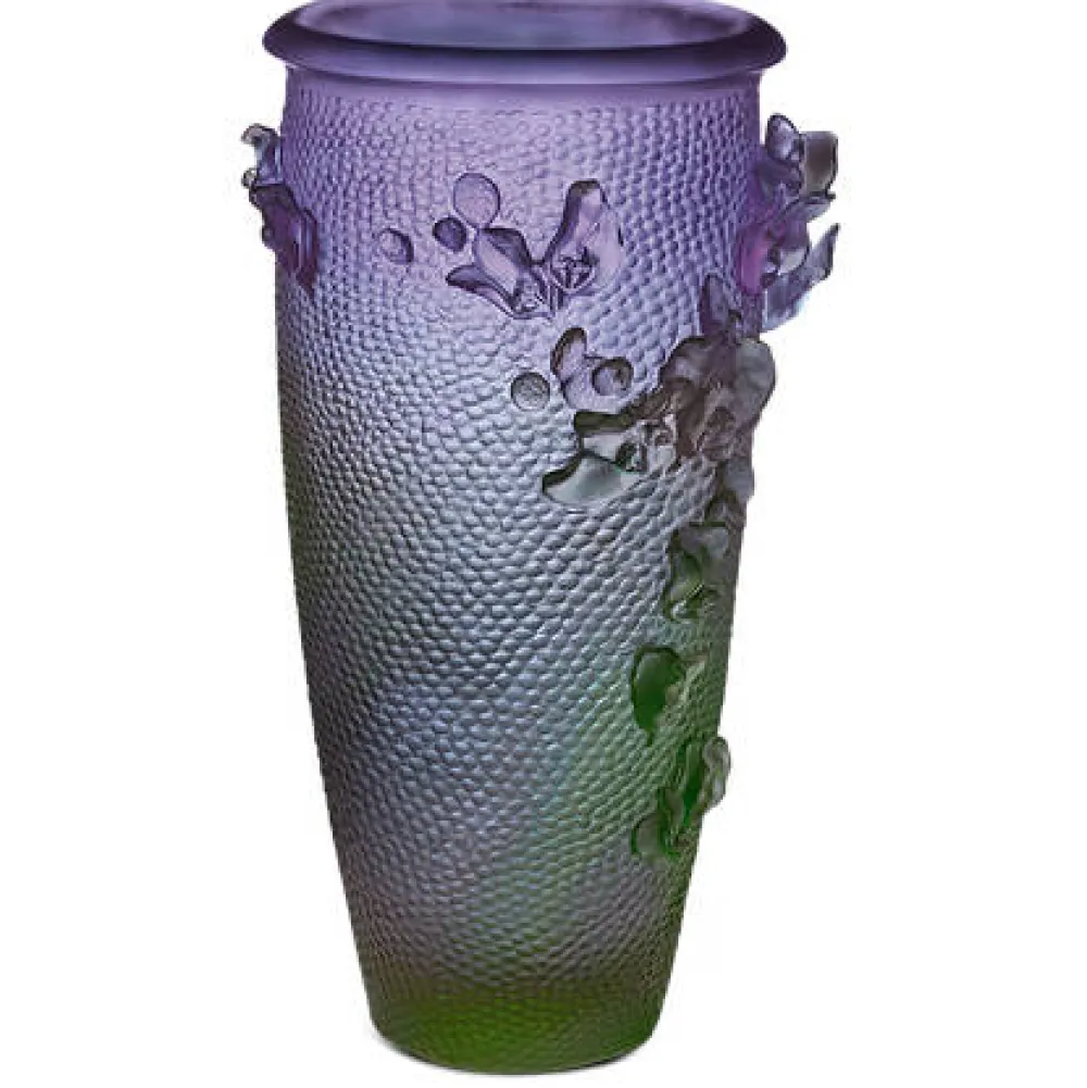 Vessière Cristaux Vases|Vases Cristal Couleur|Vase haut jardin imaginaire magnum violet vert Daum