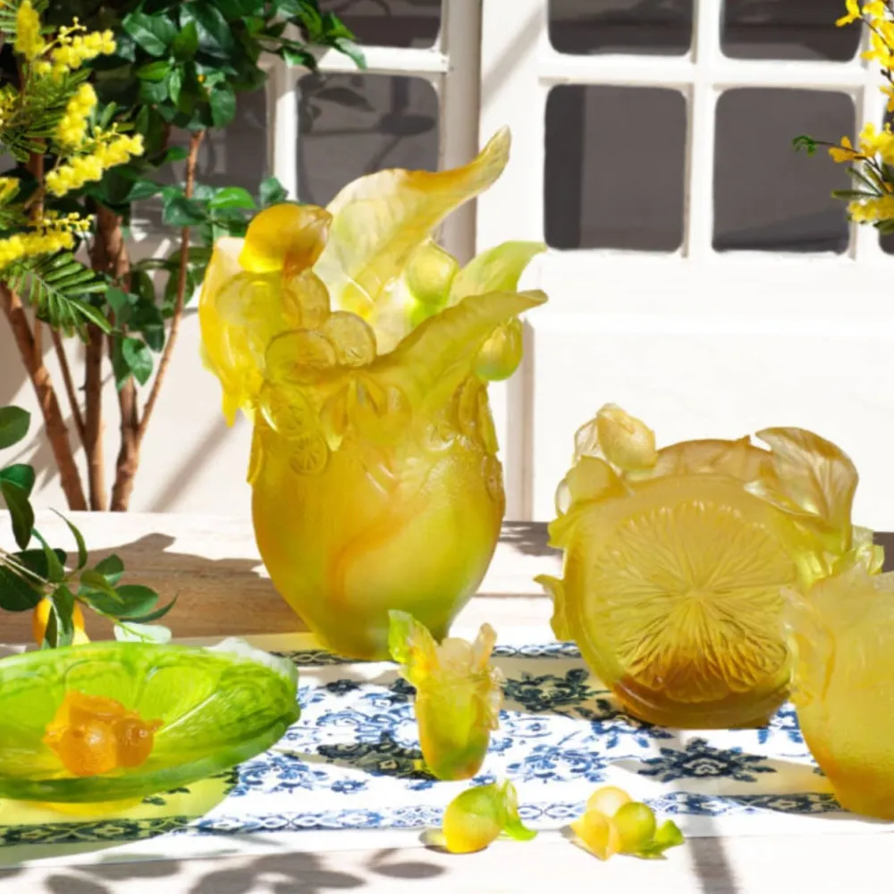 Vessière Cristaux Vases|Vases Cristal Couleur|Vase Magnum Citrus Daum