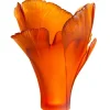 Vessière Cristaux Vases|Vases Cristal Couleur|Vase magnum ginkgo ambre daum 99 ex