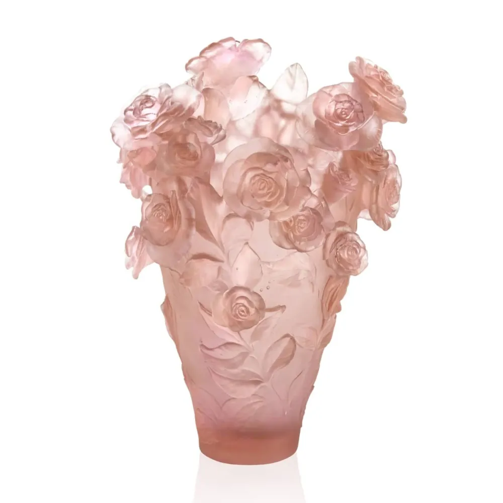 Vessière Cristaux Vases|Vases Cristal Couleur|Vase magnum rose passion Daum