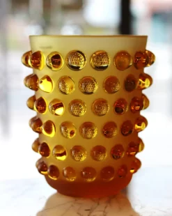 Vessière Cristaux Vases|Vases Cristal Couleur|Vase mossi ambre lalique