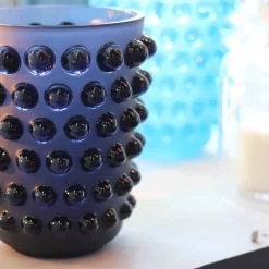 Vessière Cristaux Vases|Vases Cristal Clair|Vase mossi bleu midnight Lalique