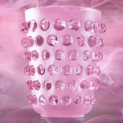 Vessière Cristaux Vases|Vases Cristal Clair|Vase mossi lustré rose Lalique