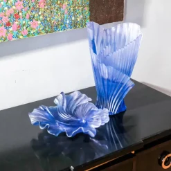 Vessière Cristaux Vases|Vases Cristal Couleur|Vase moyen modèle plissé croisière daum