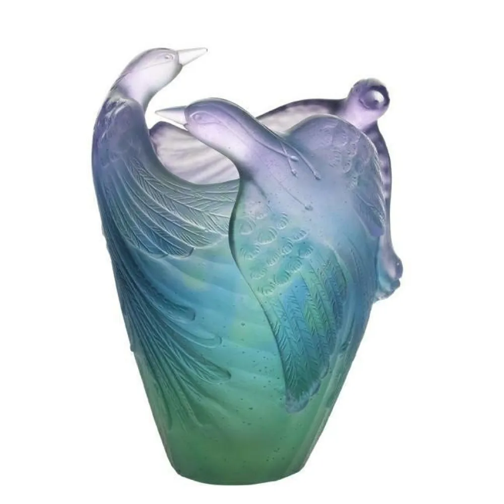Vessière Cristaux Vases|Vases Cristal Couleur|Vase oiseaux paradis daum