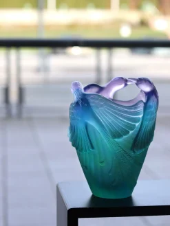 Vessière Cristaux Vases|Vases Cristal Couleur|Vase oiseaux paradis daum