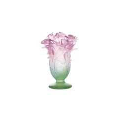 Vessière Cristaux Vases|Vases Cristal Couleur|Vase petit modèle vert et rose Roses Daum