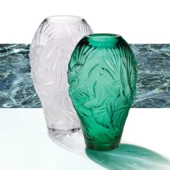 Vessière Cristaux Vases|Vases Cristal Couleur|Vase poissons combattants mm lalique