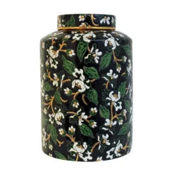 Vessière Cristaux Vase Céramique|Éditions D’Art Cristal|Vase pot à thé Héritage noir Émaux de Longwy