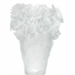 Vessière Cristaux Vases|Vases Cristal Clair|Vase roses passion blanc daum