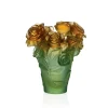 Vessière Cristaux Vases|Vases|Vase roses passion vert orange daum