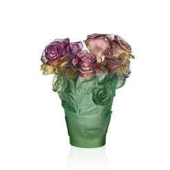 Vessière Cristaux Vases|Vases|Vase roses passion vert rose daum
