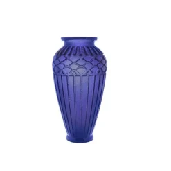 Vessière Cristaux Vases|Vases Cristal Couleur|Vase rythmes bleu gm daum