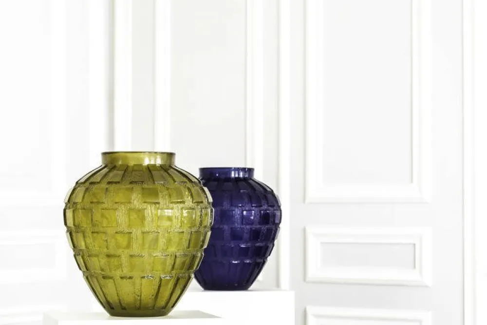 Vessière Cristaux Vases|Vases Cristal Couleur|Vase rythmes vert gm daum
