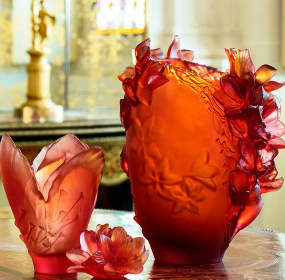 Vessière Cristaux Vases|Vases Cristal Couleur|Vase safran daum