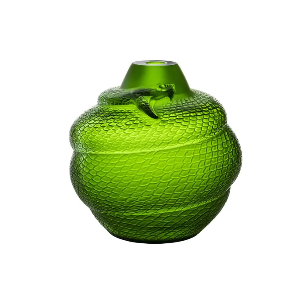 Vessière Cristaux Vases|Vases Cristal Couleur|Vase serpent vert amazone Lalique