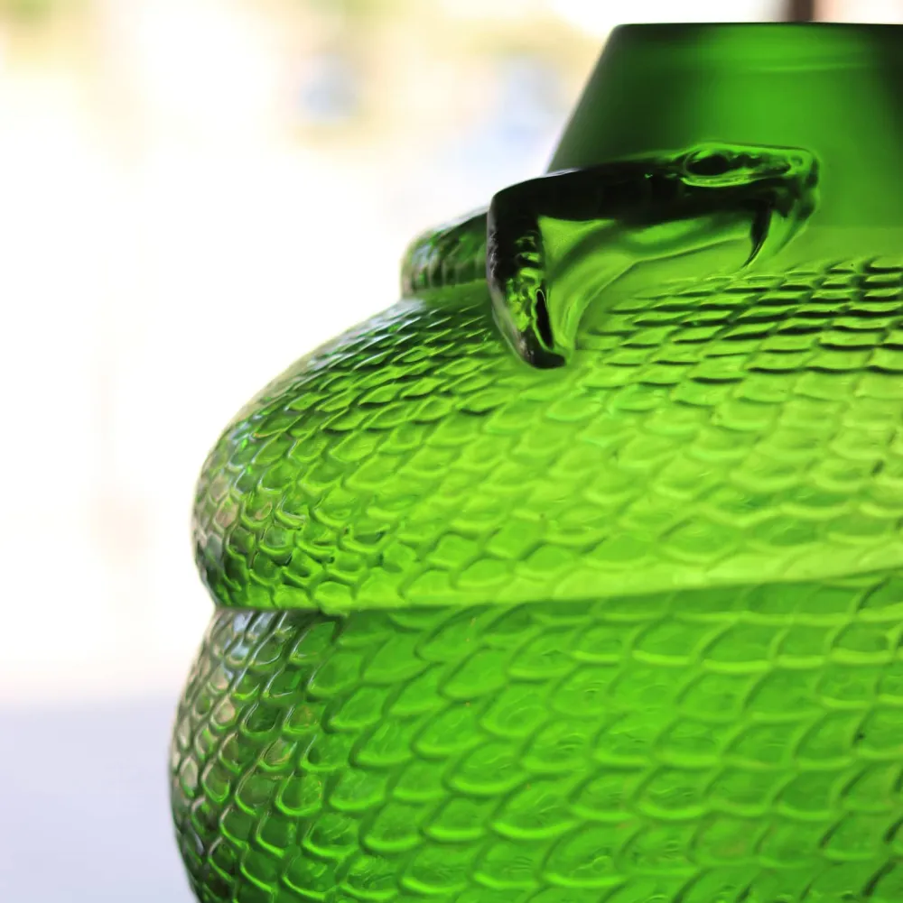 Vessière Cristaux Vases|Vases Cristal Couleur|Vase serpent vert amazone Lalique