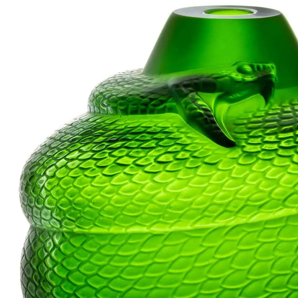 Vessière Cristaux Vases|Vases Cristal Couleur|Vase serpent vert amazone Lalique