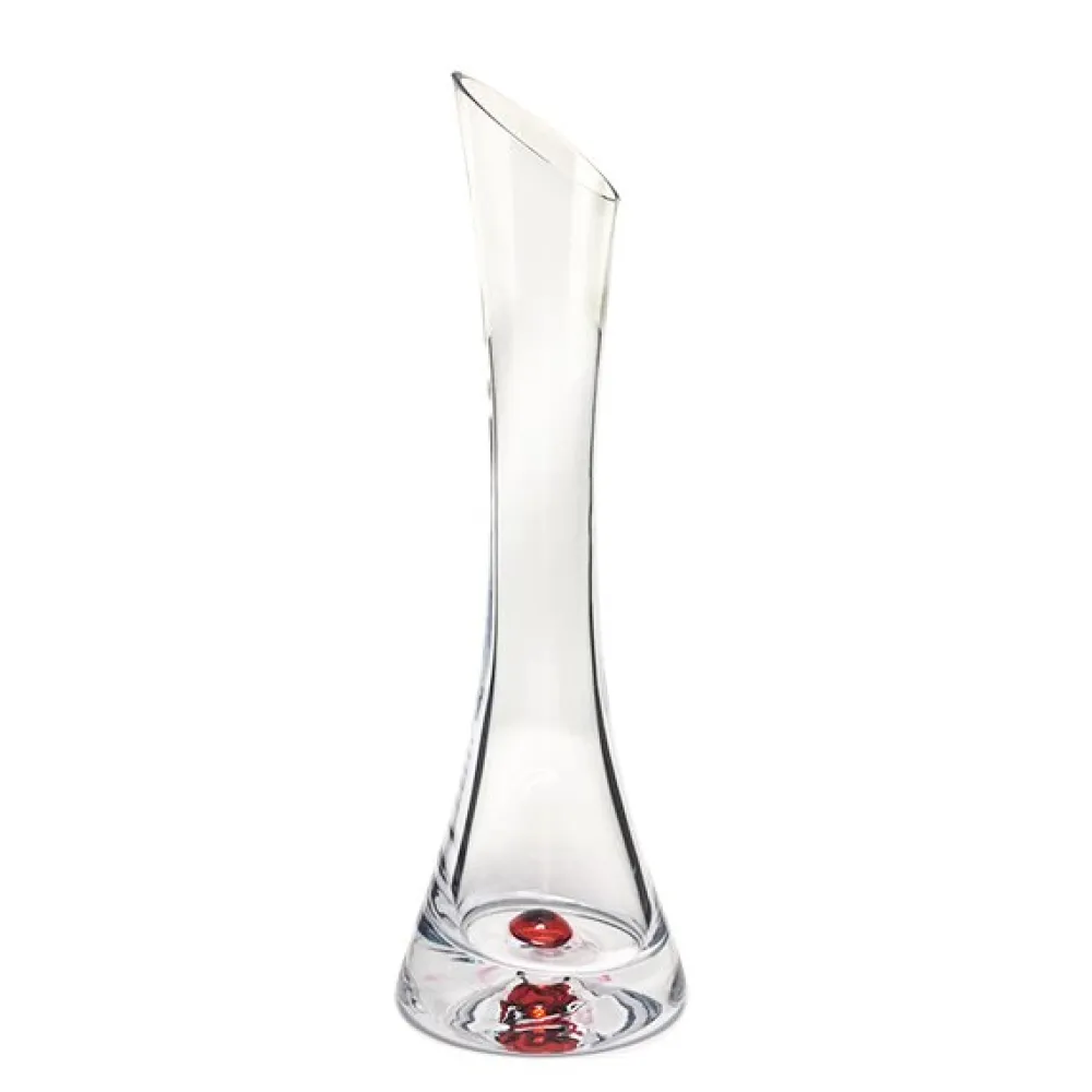 Vessière Cristaux Vases Cristal Clair|Vases|Vase soliflore cristal bulle rouge