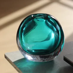 Vessière Cristaux Vases|Vases Cristal Couleur|Vase Tao cristal contemporain turquoise