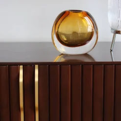 Vessière Cristaux Vases|Vases Cristal Couleur|Vase Tao cristal contemporain orange