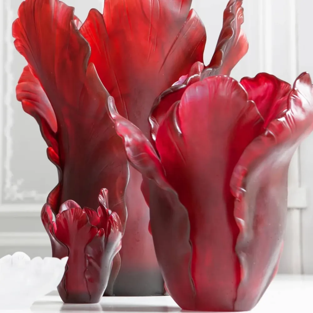 Vessière Cristaux Vases|Vases|Vase tulipe rouge daum
