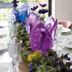 Vessière Cristaux Vases|Vases Cristal Couleur|Vase tulipe ultraviolet daum