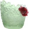 Vessière Cristaux Vases|Vases Cristal Couleur|Vase vert rouge hibiscus daum
