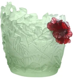 Vessière Cristaux Vases|Vases Cristal Couleur|Vase vert rouge hibiscus daum