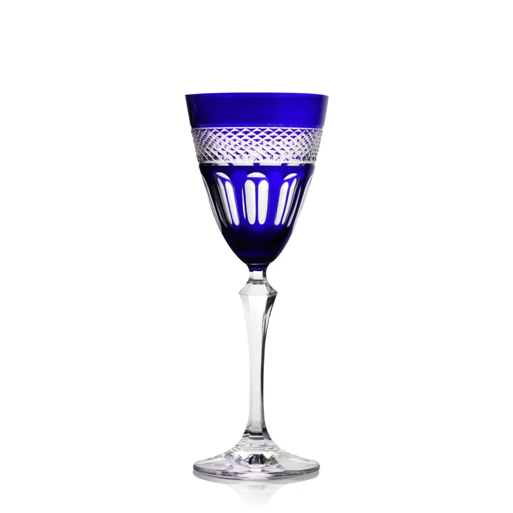 Vessière Cristaux Verre Cristal Couleur|Art De La Table|Verre vin cristal bleu mireille N°3