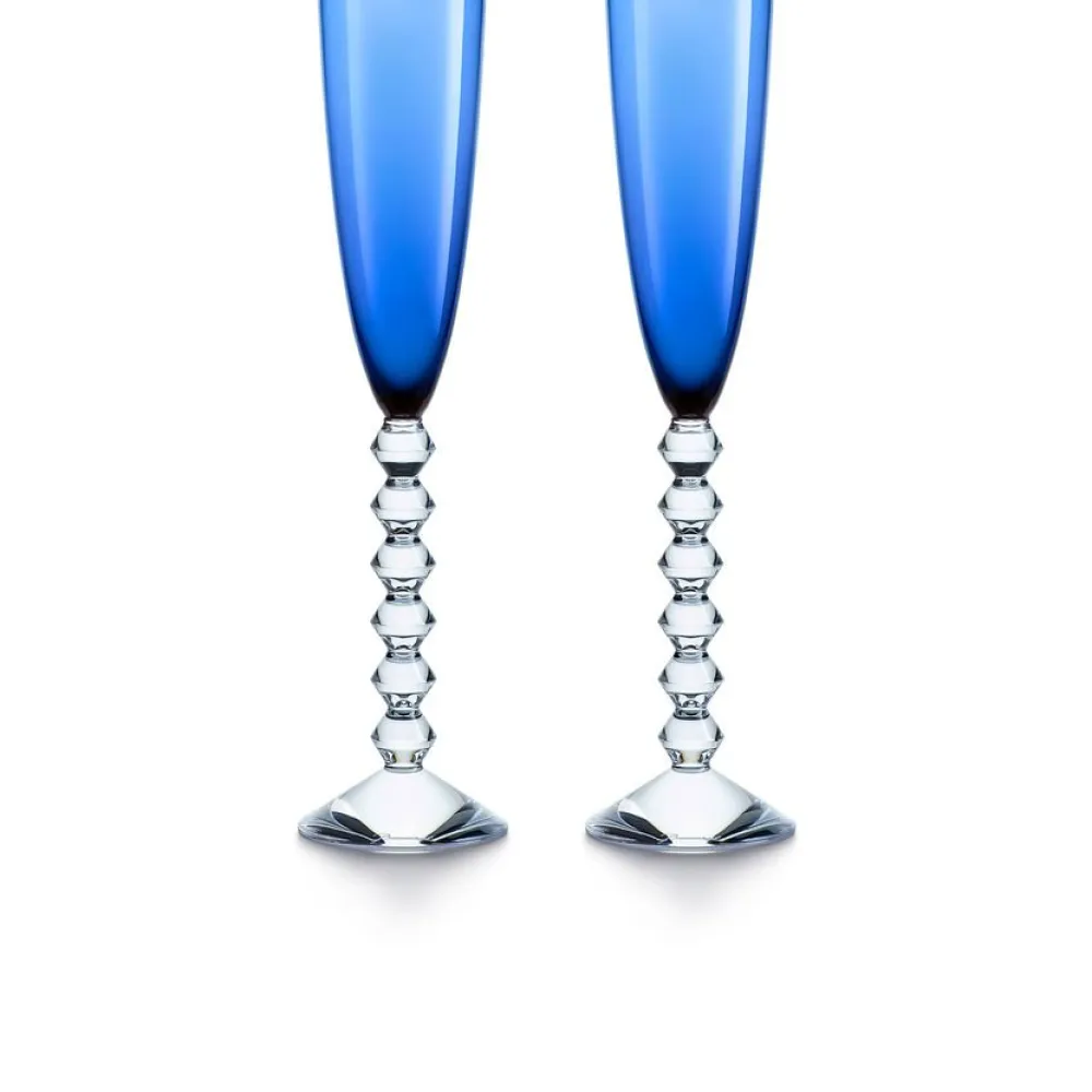 Vessière Cristaux Art De La Table|Flûte Champagne|Véga flutissimo bleu x2 baccarat